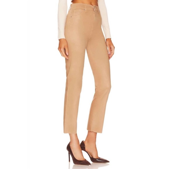 Veronica Beard | Ryleigh Slim Straight High Rise Raw Hem Jean Camel/Coated 28 - Picture 1 of 7